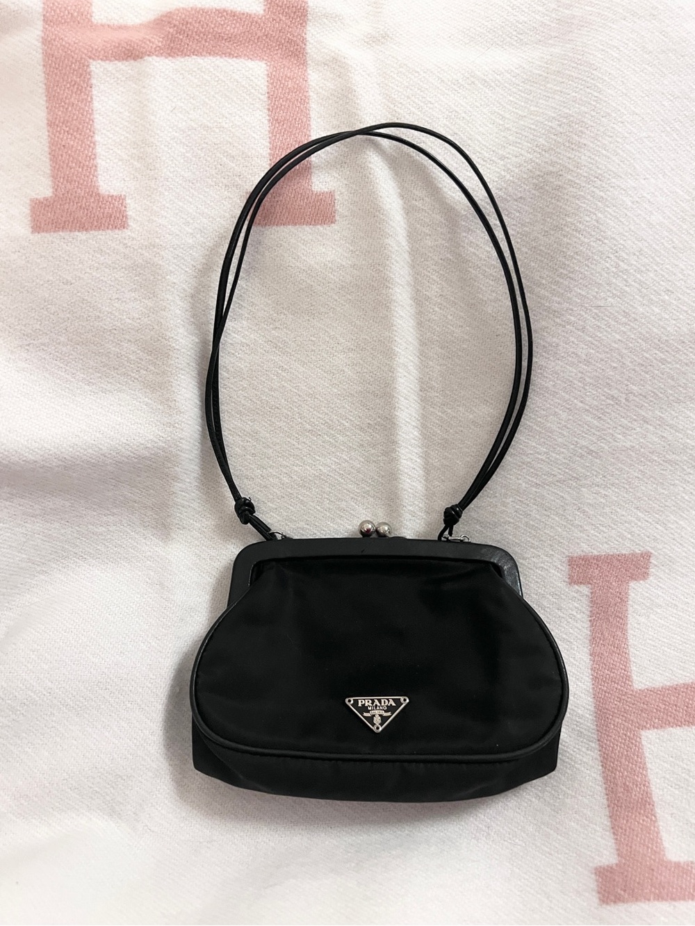 PRADA⭐️Authentic! Black Nylon Mini Frame click-lock mini tote Prada Bag - Picture 2 of 12